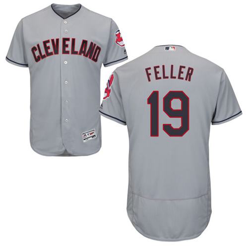 Indians #19 Bob Feller Grey Flexbase Authentic Collection Stitched MLB Jersey
